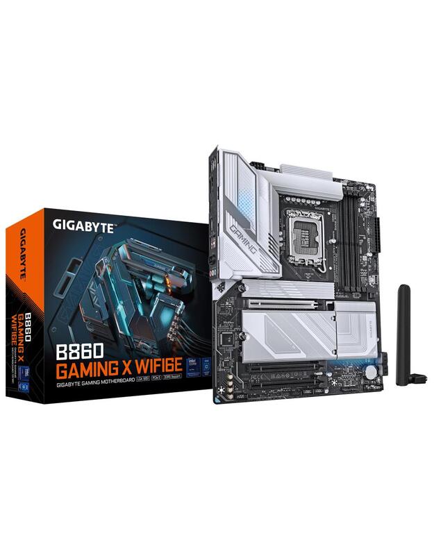 Mainboard|GIGABYTE|Intel B860 Express|LGA1851|ATX|Memory DDR5|Memory slots 4|1xPCI-Express 16x|2xM.2|1xHDMI|1xDisplayPort|1xAudio-In|1xAudio-Out|1xMicrophone|5xUSB 2.0|3xUSB 3.2|1xUSB-C|1xRJ45|B860GAMINGXWIFI6E1.0
