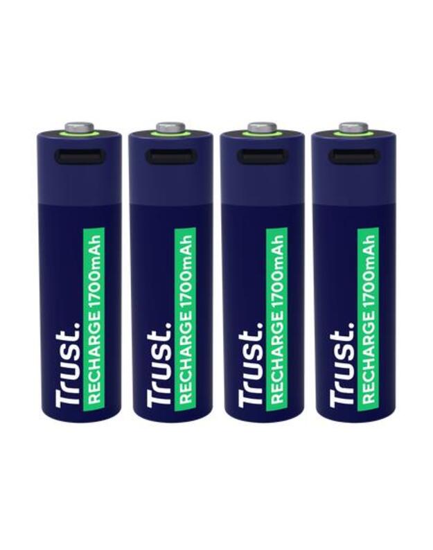 BATTERY RECH. LI-ION AA 1.5V/1700MAH USB-C 4P 25631 TRUST