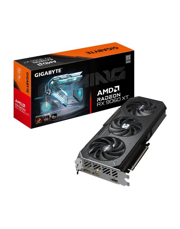Graphics Card|GIGABYTE|AMD Radeon RX 9060 XT|8 GB|GDDR6|128 bit|PCIE 5.0 16x|Triple slot Fansink|1xHDMI|2xDisplayPort|GV-R9060XTGAMINGOC-8GD