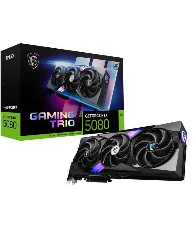 Graphics Card|MSI|NVIDIA GeForce RTX 5080|16 GB|GDDR7|256 bit|PCIE 5.0 16x|Dual Slot Fansink|1xHDMI|3xDisplayPort|RTX508016GGAMTRIOOC