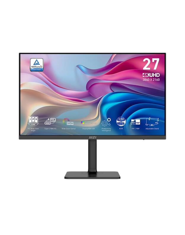 LCD Monitor|MSI|MODERN MD272UPHG|27 |Business/4K|Matte|Panel IPS|3840x2160|16:9|60Hz|4 ms|Speakers|Colour Black|MODERNMD272UPHG