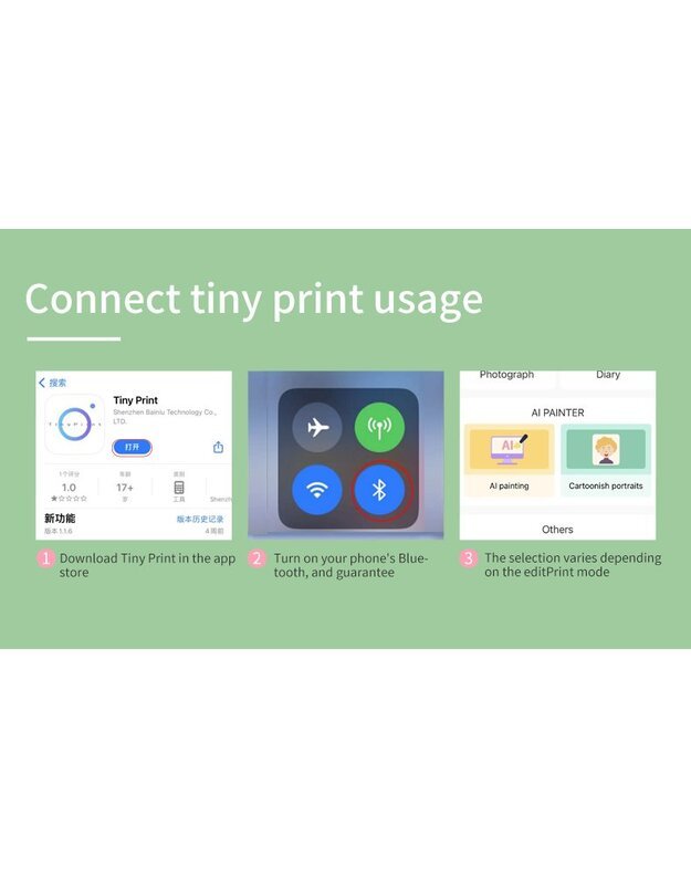 Nešiojamas vaikiškas terminis spausdintuvas Cat Mini Printer X7P, rožinis + DOVANA (3 spalvoti rulonėliai) 11