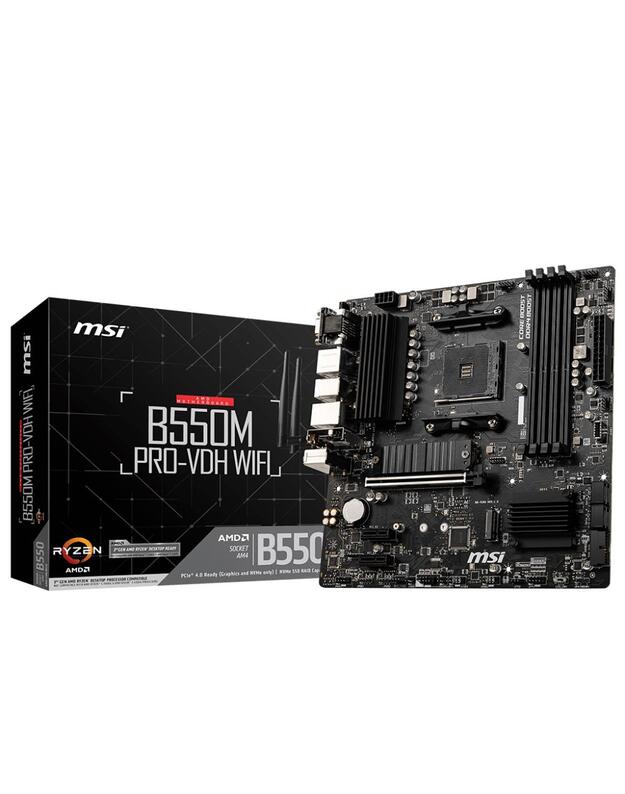 Mainboard|MSI|AMD B550|SAM4|MicroATX|2xPCI-Express 3.0 1x|2xM.2|1xPCI-Express 4.0 16x|Memory DDR4|Memory slots 4|1x15pin D-sub|1xHDMI|1xDisplayPort|2xUSB 2.0|4xUSB 3.2|1xPS/2|1xRJ45|3xAudio port|B550MPRO-VDHWIFI