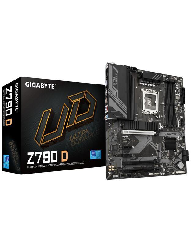 Mainboard|GIGABYTE|Intel Z790|LGA1700|ATX|Memory DDR5|Memory slots 4|2xPCI-Express 3.0 1x|1xPCI-Express 3.0 16x|1xPCI-Express 4.0 4x |1xPCI-Express 5.0 16x|3xM.2|1xHDMI|1xDisplayPort|2xUSB 2.0|5xUSB 3.2|1xUSB-C|1xPS/2|1xRJ45|3xAudio port|Z790D
