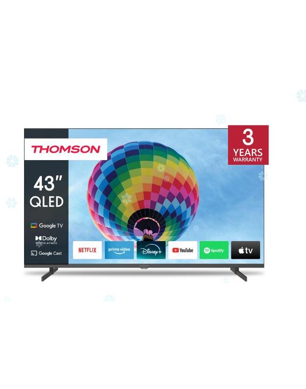 TV Set|THOMSON|43 |4K/Smart|QLED|3840x2160|Wireless LAN|Bluetooth|Google TV|Black|43QG4S14