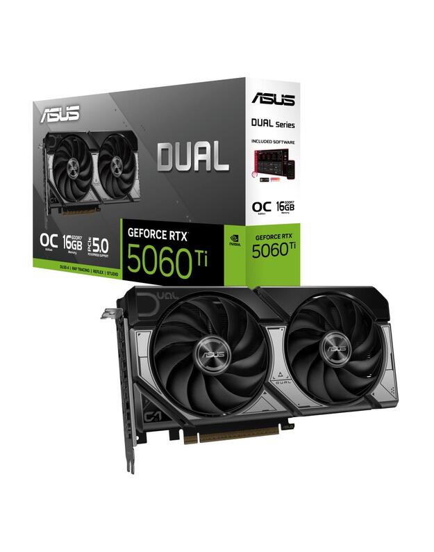 Graphics Card|ASUS|NVIDIA GeForce RTX 5060 Ti|16 GB|GDDR7|128 bit|PCIE 5.0 16x|Dual Slot Fansink|1xHDMI|3xDisplayPort|DUAL-RTX5060TI-O16G