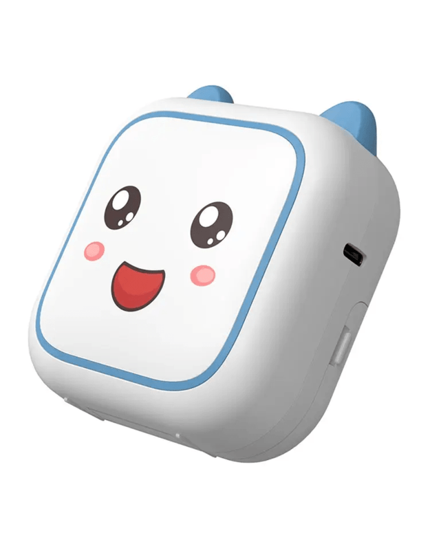 Nešiojamas vaikiškas terminis spausdintuvas Cat Mini Printer C26 mėlynas + DOVANA (3 spalvoti rulonėliai)