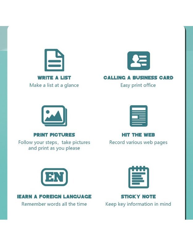 Nešiojamas vaikiškas terminis spausdintuvas Cat Mini Printer C26 mėlynas + DOVANA (3 spalvoti rulonėliai) 14