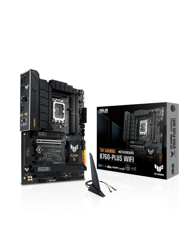 Mainboard|ASUS|Intel B760 Express|LGA1700|ATX|Memory DDR5|Memory slots 4|2xPCI-Express 3.0 1x|1xPCI-Express 3.0 16x|1xPCI-Express 5.0 16x|3xM.2|1xHDMI|1xDisplayPort|1xUSB 2.0|4xUSB 3.2|1xUSB-C|1xOptical S/PDIF|1xRJ45|5xAudio port|TUFGAMINGB760-PLUSWIFI