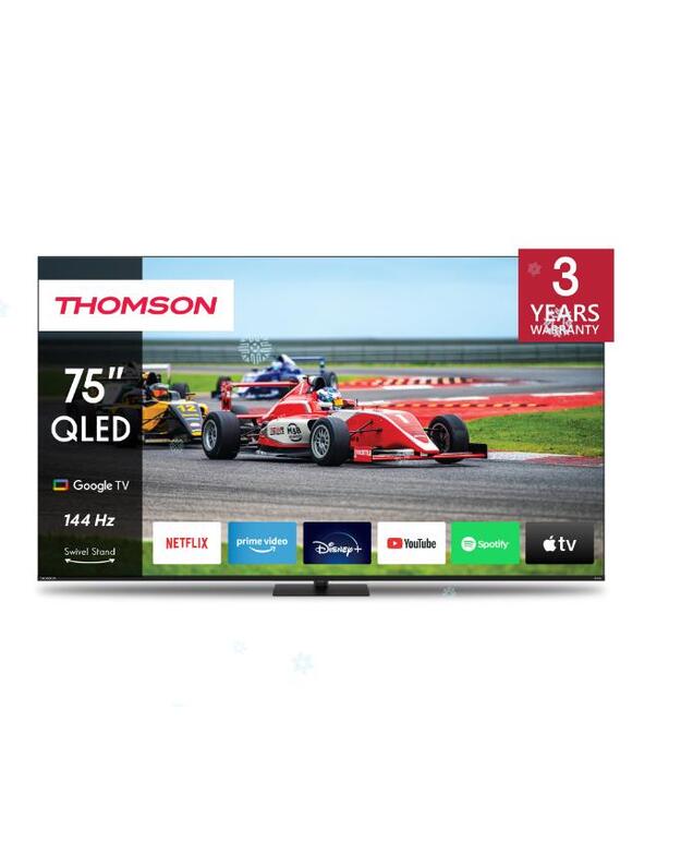 TV Set|THOMSON|75 |4K/Smart|QLED|3840x2160|Wireless LAN|Bluetooth|Google TV|Black|75QG7C14