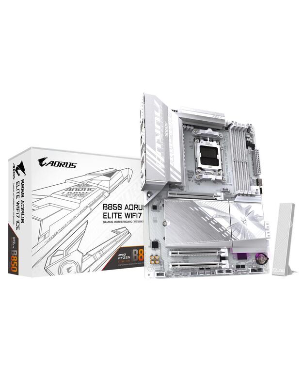 Mainboard|GIGABYTE|AMD B850|SAM5|ATX|Memory DDR5|2xPCI-Express 3.0 1x|1xPCI-Express 4.0 4x |1xPCI-Express 4.0 8x|1xPCI-Express 5.0 16x|3xM.2|1xDisplayPort|4xUSB 2.0|5xUSB 3.2|1xUSB-C|1xOptical S/PDIF|1xRJ45|2xAudio port|B850AELITEWF7ICE1.1