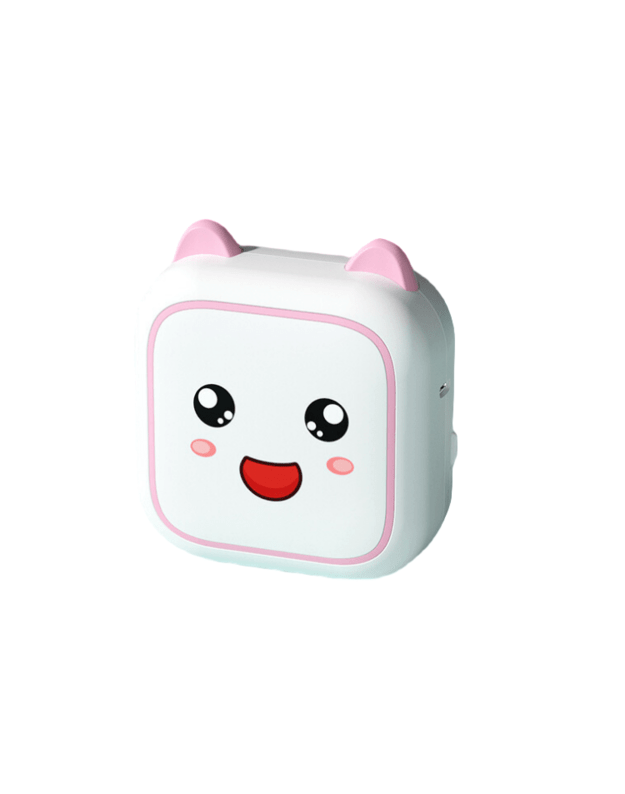 Nešiojamas vaikiškas terminis spausdintuvas Cat Mini Printer C26 rožinis + DOVANA (3 spalvoti rulonėliai)