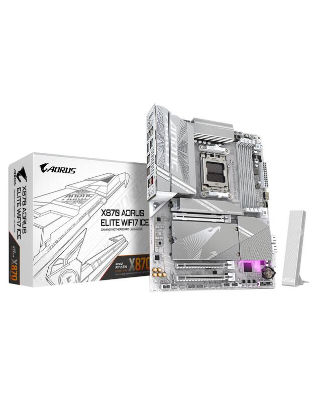 Mainboard|GIGABYTE|AMD X870|SAM5|ATX|Memory DDR5|Memory slots 4|1xPCI-Express 3.0 2x|1xPCI-Express 4.0 4x |1xPCI-Express 5.0 16x|4xM.2|1xHDMI|4xUSB 2.0|6xUSB 3.2|2xUSB-C|1xOptical S/PDIF|1xRJ45|2xAudio port|X870EAELITEWF7ICE1.2