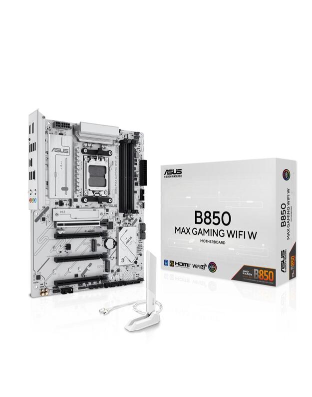 Mainboard|ASUS|AMD B850|SAM5|ATX|Memory DDR5|Memory slots 4|2xPCI-Express 3.0 16x|1xPCI-Express 4.0 16x|1xPCI-Express 5.0 16x|3xM.2|1xHDMI|1xDisplayPort|2xUSB 2.0|5xUSB 3.2|1xUSB-C|1xRJ45|3xAudio port|B850MAXGAMINGWIFIW