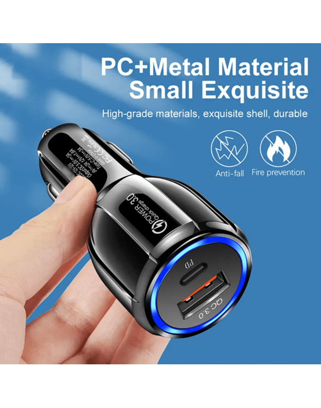 DreamQo TE-P32 48W PD Dual QC 3.0 18W+PD 30W automobilinis kroviklis, juodas 3