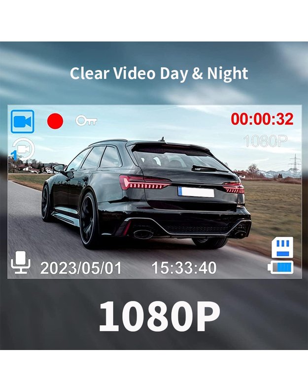 DreamQo Q9 Wi-Fi 1920*1080P vaizdo registratorius, juodas 11