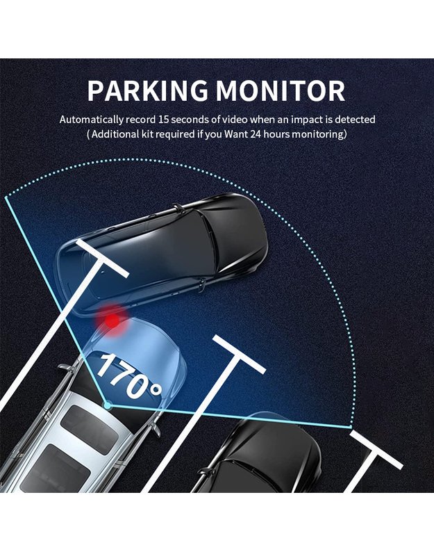 DreamQo Q9 Wi-Fi 1920*1080P vaizdo registratorius, juodas 8