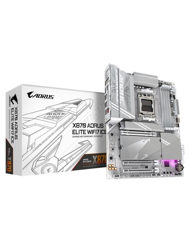 Mainboard|GIGABYTE|AMD X870E|SAM5|ATX|Memory DDR5|Memory slots 4|1xPCI-Express 3.0 2x|1xPCI-Express 4.0 4x |1xPCI-Express 5.0 16x|4xM.2|1xHDMI|4xUSB 2.0|6xUSB 3.2|2xUSB-C|1xOptical S/PDIF|1xRJ45|2xAudio port|X870AELITEWF7ICE1.1