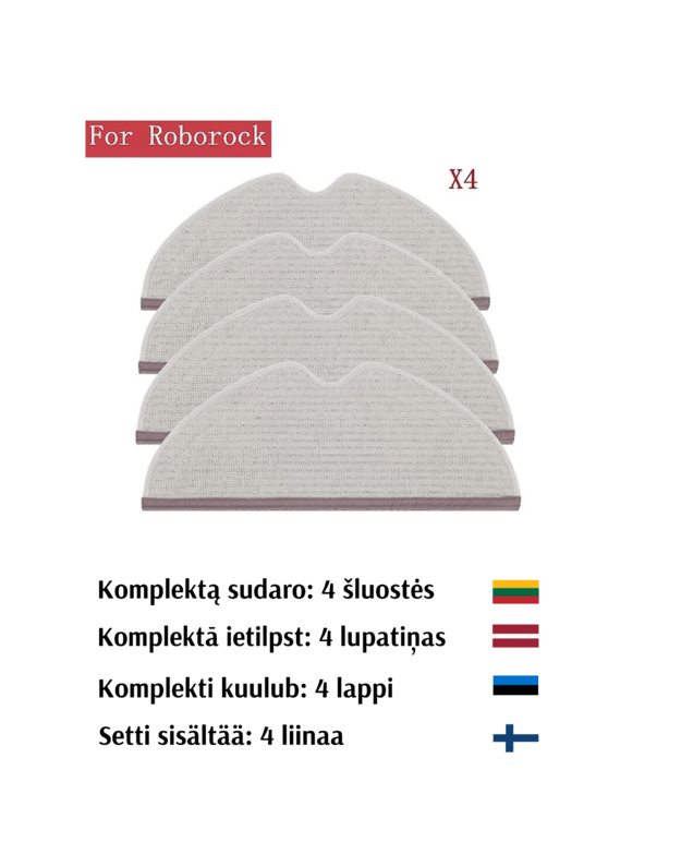 Šluostė Xiaomi Roborock S5, S5 Max, S6, S6 Maxv, S6 Pure, 4 vnt (pakaitalas) 1