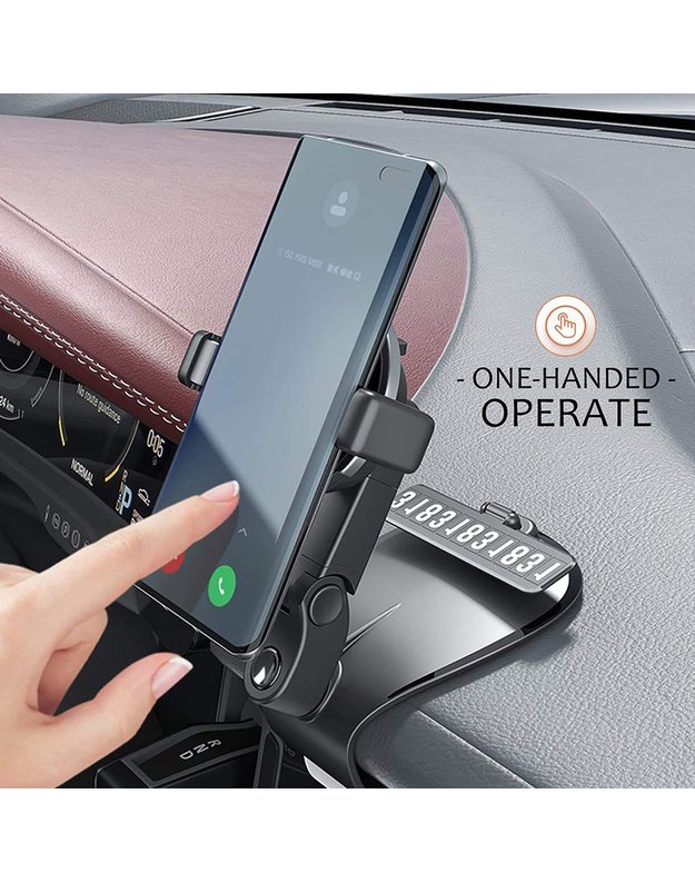 Techsuit S120 automobilinis telefono laikiklis su parkavimo numeriu, juodas 6