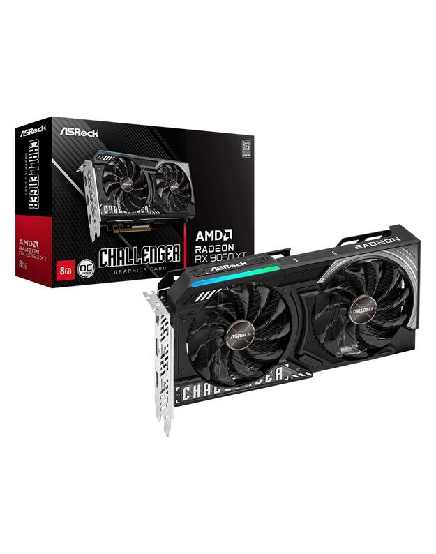 Graphics Card|ASROCK|AMD Radeon RX 9060 XT|8 GB|GDDR6|128 bit|PCIE 5.0 16x|Dual Slot Fansink|RX9060XTCL8GO