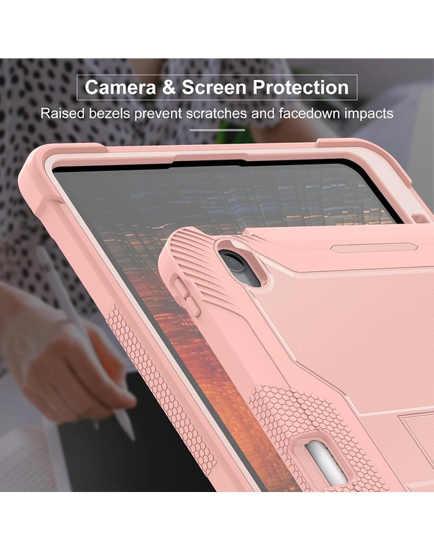 Techsuit Rugged TabShell iPad Air (2024) dėklas + ekrano apsauga, rožinė 4