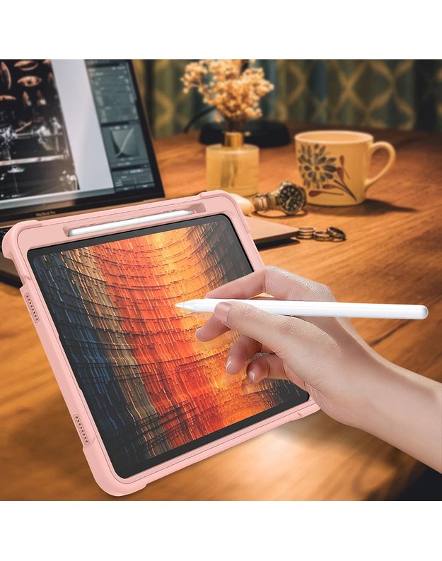 Techsuit Rugged TabShell iPad Air (2024) dėklas + ekrano apsauga, rožinė 2
