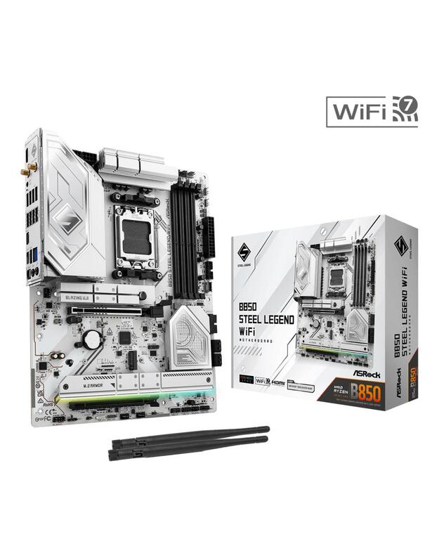 Mainboard|ASROCK|AMD B850|SAM5|ATX|Memory DDR5|Memory slots 4|1xPCI-Express 4.0 16x|1xPCI-Express 5.0 16x|1xM.2|1xHDMI|1xAudio-In|1xAudio-Out|4xUSB 2.0|5xUSB 3.2|2xUSB-C|1xOptical S/PDIF|1xRJ45|B850STEELLEGENDWIFI