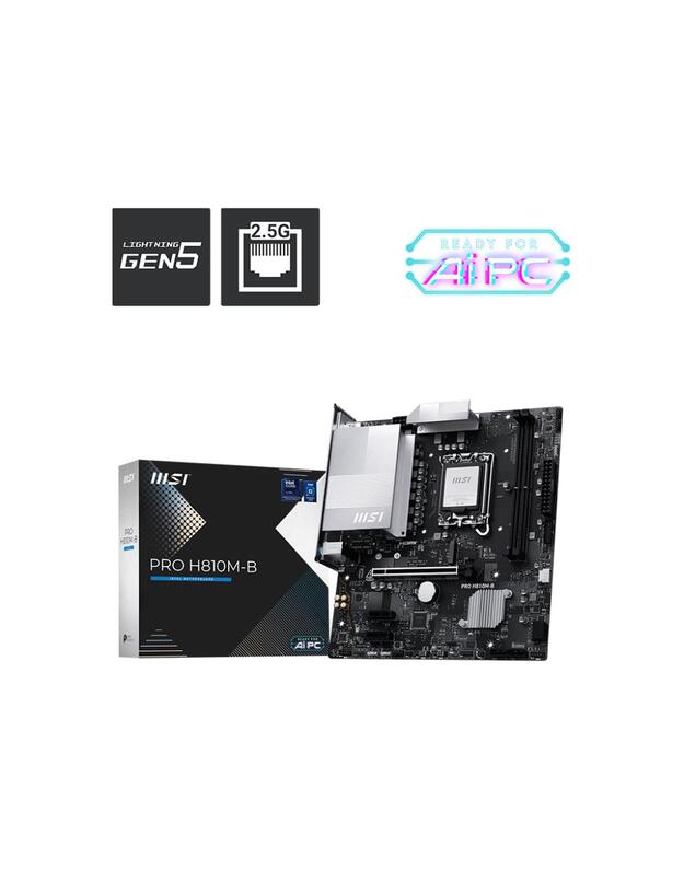 Mainboard|MSI|Intel H810|LGA1851|Micro-ATX|Memory DDR5|Memory slots 2|PROH810M-B