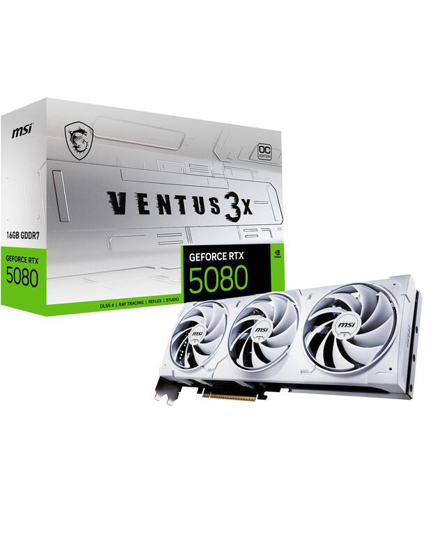 Graphics Card|MSI|NVIDIA GeForce RTX 5080|16 GB|GDDR7|256 bit|PCIE 5.0 16x|Dual Slot Fansink|1xHDMI|3xDisplayPort|508016GVEN3XOCWHITE