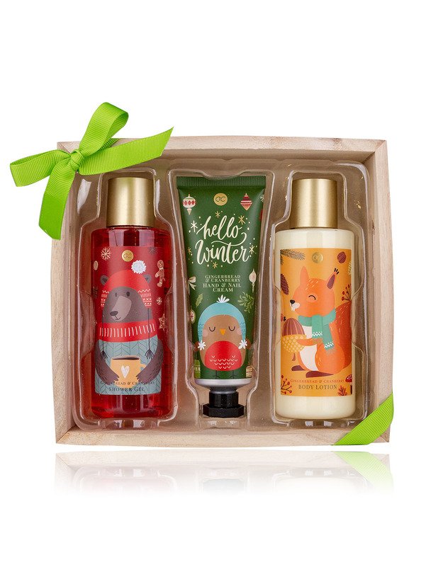 Kūno priežiūros rinkinys medinėje dėžutėje  HELLO WINTER  