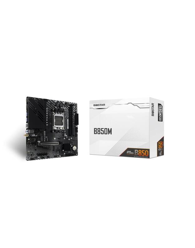Mainboard|BIOSTAR|AMD B850|SAM5|Micro-ATX|1xPCI-Express 4.0 4x |1xPCI-Express 4.0 16x|2xM.2|1xHDMI|1xDisplayPort|6xUSB 2.0|6xUSB 3.2|1xUSB-C|1xRJ45|3xAudio port|B850MT2-EDJ