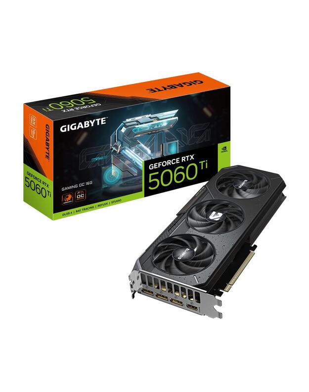 Graphics Card|GIGABYTE|NVIDIA GeForce RTX 5060 Ti|16 GB|GDDR7|128 bit|PCIE 5.0 16x|GPU 2647 MHz|Triple slot Heatpipe|1xHDMI|3xDisplayPort|N506TGAMINGOC-16GD1.0