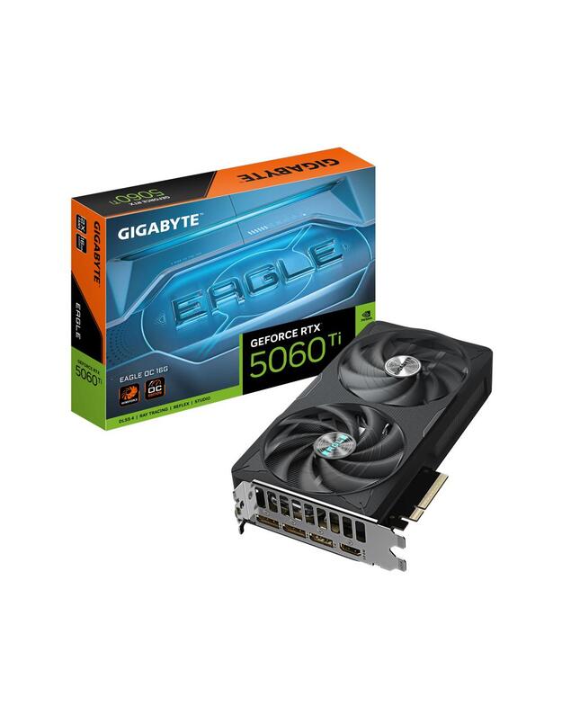 Graphics Card|GIGABYTE|NVIDIA GeForce RTX 5060 Ti|16 GB|GDDR7|128 bit|PCIE 5.0 16x|GPU 2617 MHz|Dual Slot Fansink|1xHDMI|3xDisplayPort|GV-N506TEAGLEOC-16GD1.0