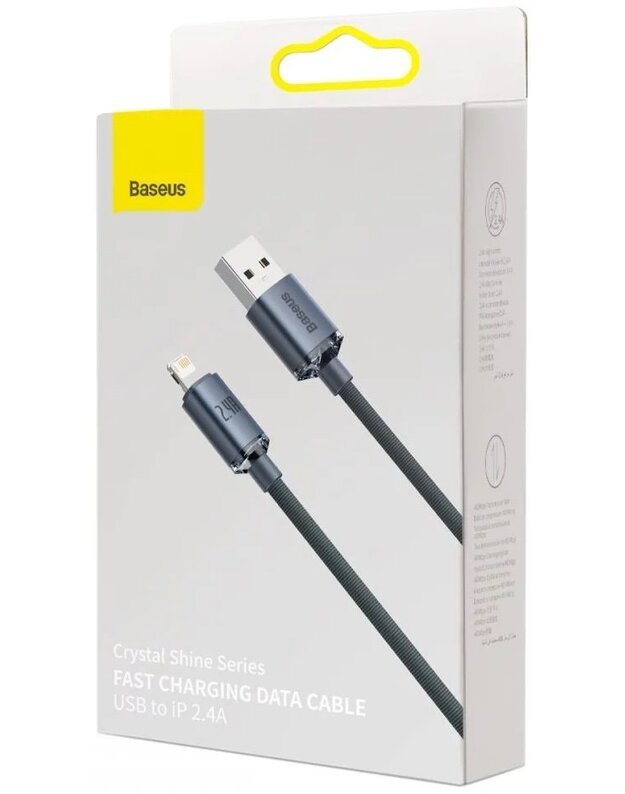USB laidas BASEUS CRYSTAL SHINE LIGHTNING 120cm Juodas 4